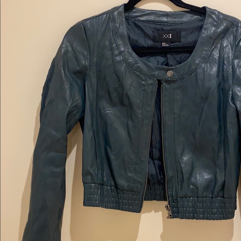 Teal faux leather jacket